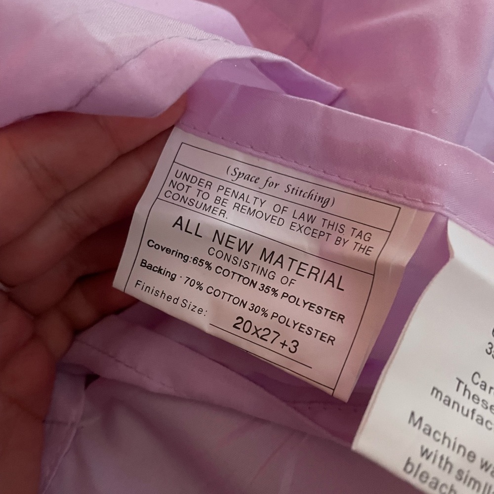 light purple Comforter Shams Space for Stitching Brand 20 X 27 + 3
